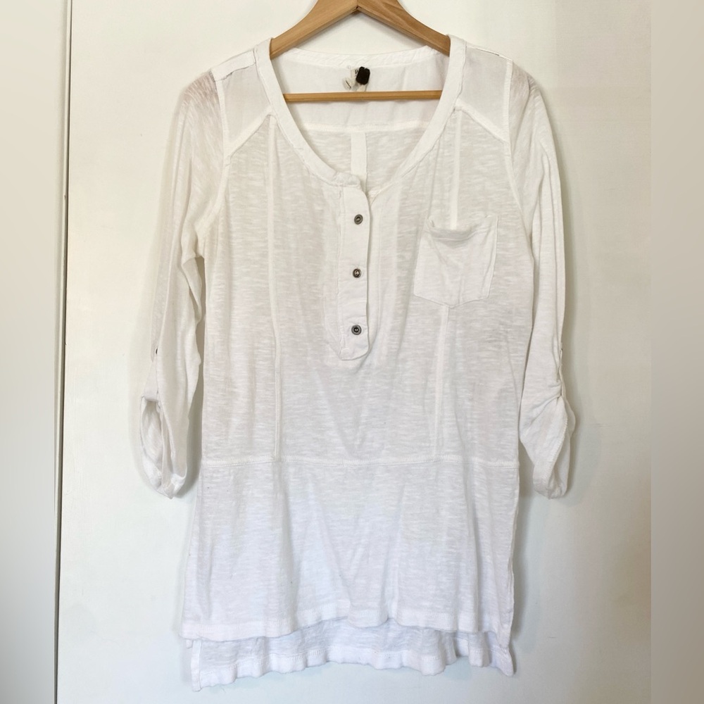 Free People We the Free Side Slit Tunic Blouse White S  EUC